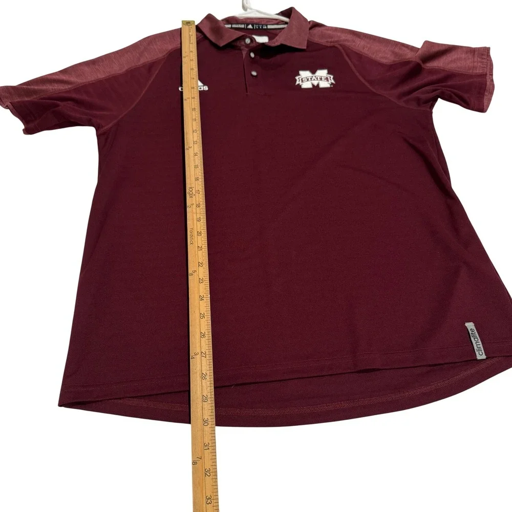 Adidas‎ Mississippi State Bulldogs Climalite Polo Shirt Mens Large Maroon NCAA